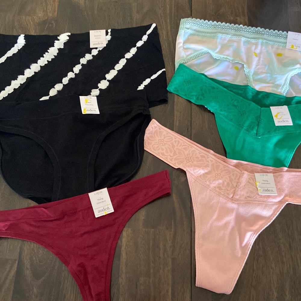 Large (12-14) panty lot Auden brand 3 thongs, bikini , hipster and boyshorts